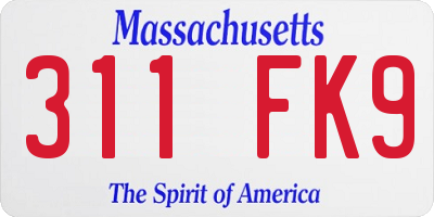 MA license plate 311FK9