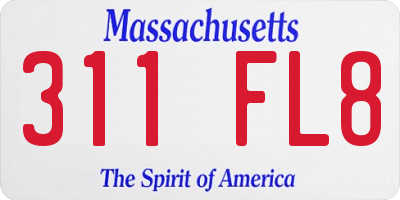 MA license plate 311FL8
