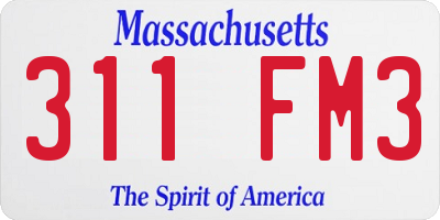 MA license plate 311FM3