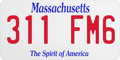 MA license plate 311FM6