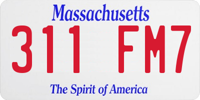 MA license plate 311FM7