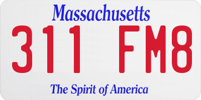 MA license plate 311FM8