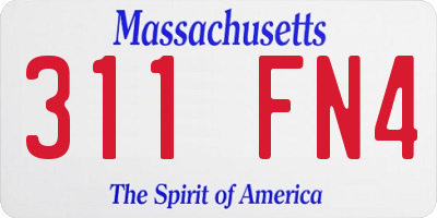 MA license plate 311FN4