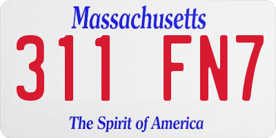 MA license plate 311FN7