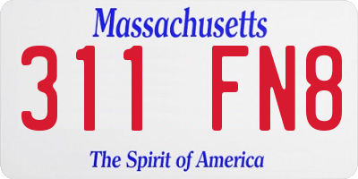 MA license plate 311FN8