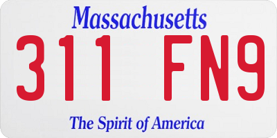 MA license plate 311FN9