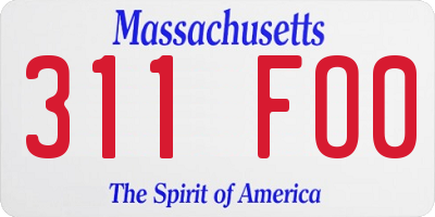 MA license plate 311FO0