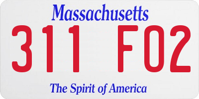 MA license plate 311FO2