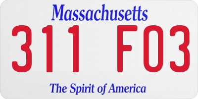MA license plate 311FO3