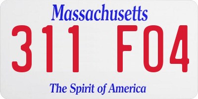 MA license plate 311FO4