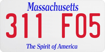 MA license plate 311FO5