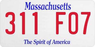 MA license plate 311FO7