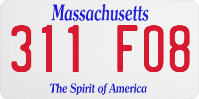 MA license plate 311FO8