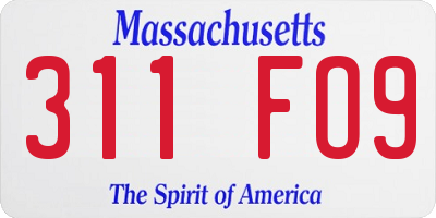 MA license plate 311FO9