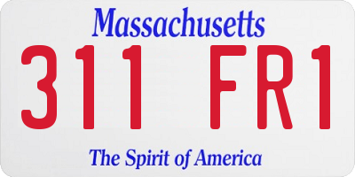 MA license plate 311FR1