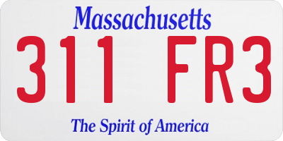 MA license plate 311FR3