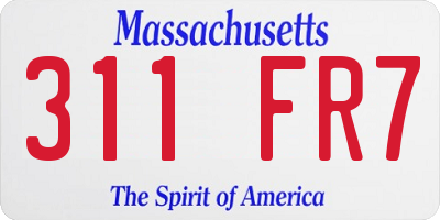 MA license plate 311FR7