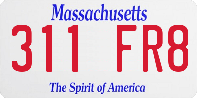MA license plate 311FR8