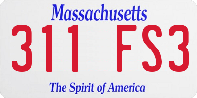 MA license plate 311FS3