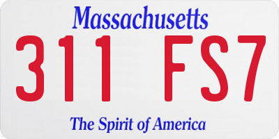 MA license plate 311FS7