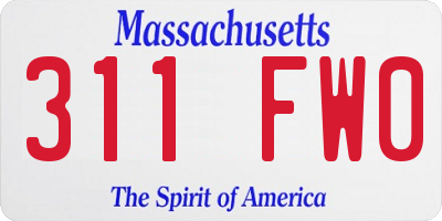 MA license plate 311FW0