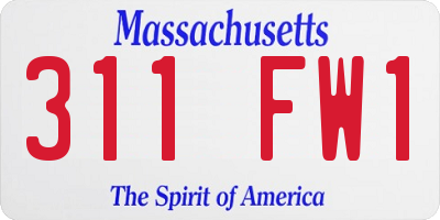 MA license plate 311FW1