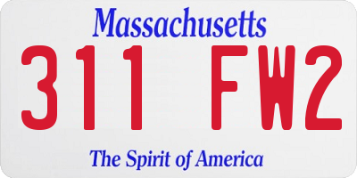 MA license plate 311FW2