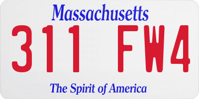 MA license plate 311FW4