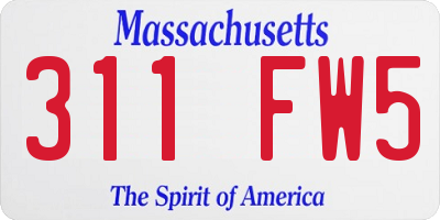 MA license plate 311FW5
