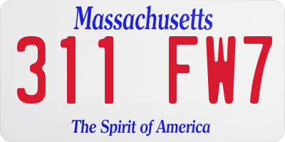 MA license plate 311FW7