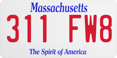 MA license plate 311FW8