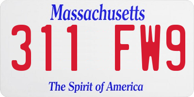 MA license plate 311FW9