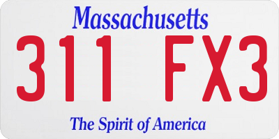 MA license plate 311FX3