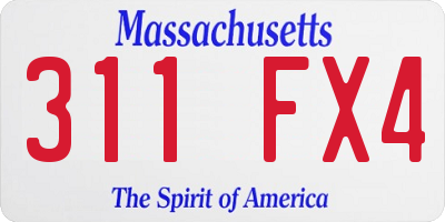 MA license plate 311FX4