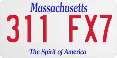 MA license plate 311FX7