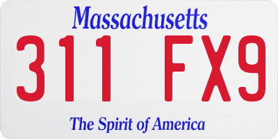 MA license plate 311FX9