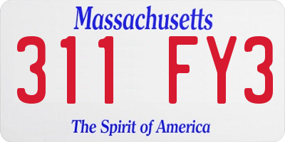 MA license plate 311FY3