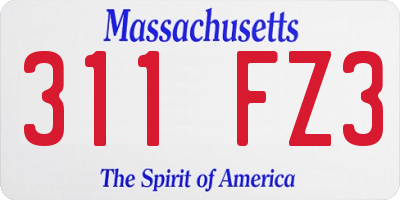 MA license plate 311FZ3