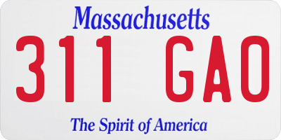 MA license plate 311GA0