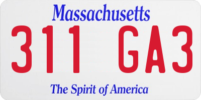 MA license plate 311GA3