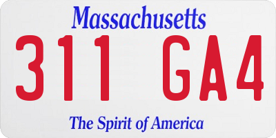 MA license plate 311GA4