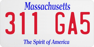 MA license plate 311GA5