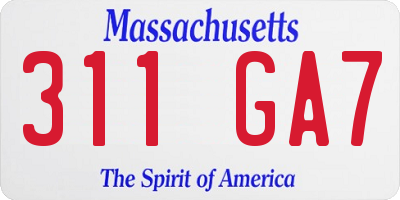 MA license plate 311GA7