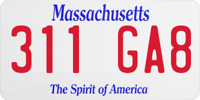 MA license plate 311GA8