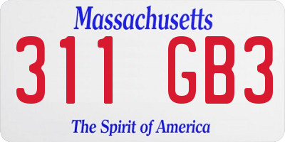MA license plate 311GB3