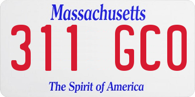 MA license plate 311GC0