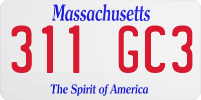 MA license plate 311GC3