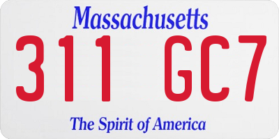 MA license plate 311GC7