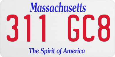 MA license plate 311GC8