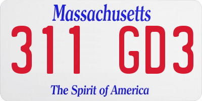 MA license plate 311GD3